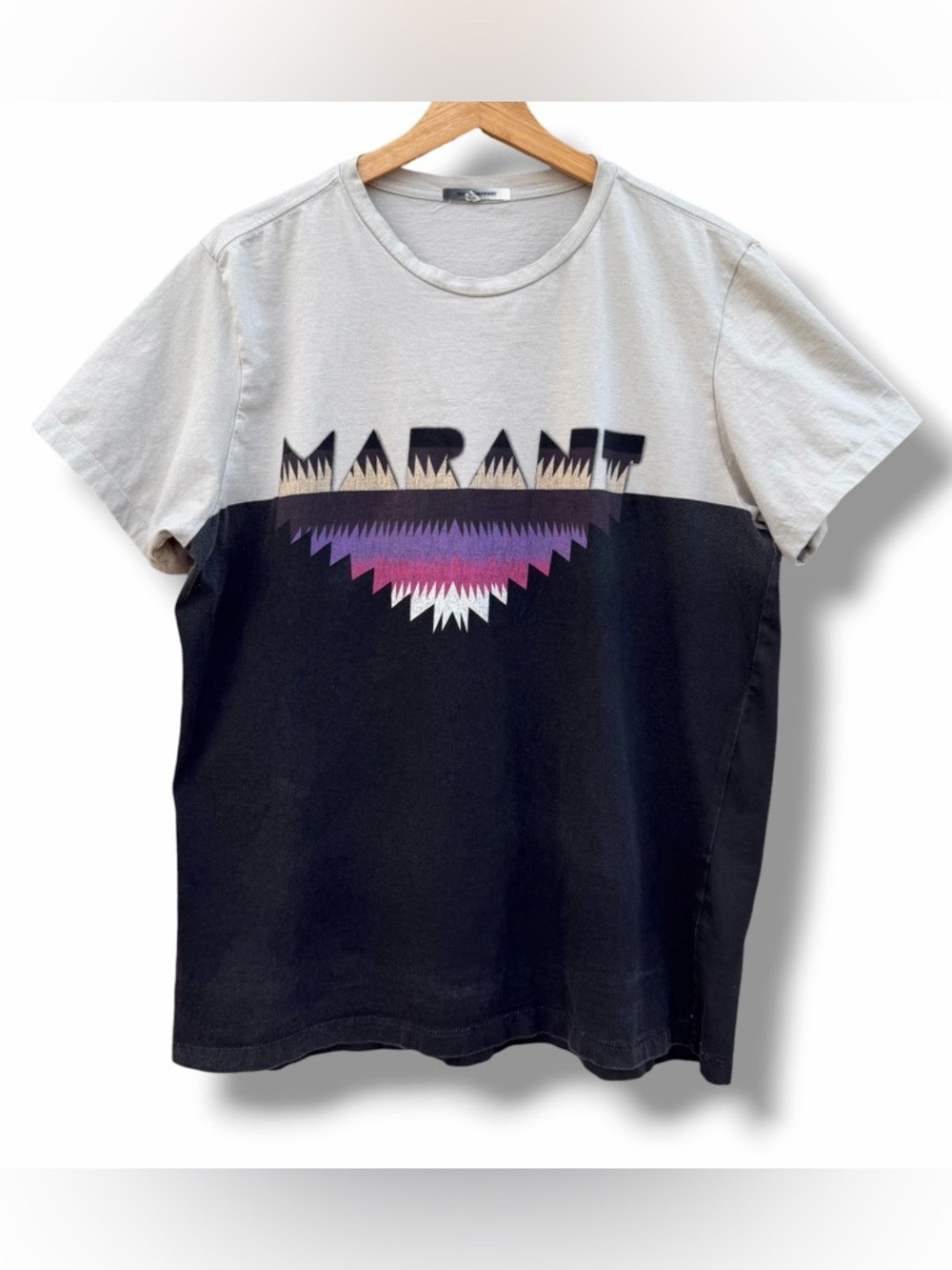 Isabel Marant Zao Logo Print T-Shirt Gray/Black Size Large
